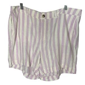 Old Navy Mid-Rise Everyday Linen-Blend Striped Pink Shorts Women Plus Size 18